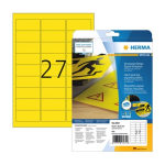 HERMA Labels signalling hard-wearing A4 63,5x29,6 mm yellow strong adhesion film matt weatherpr. 675 pcs. Manual
