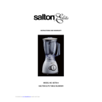 Salton elite SEI001 Warranty And Instructions