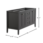 Moen DC60-WH Darcy 60 in. W x 22 in. D Bath Vanity Cabinet Only Specification