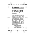 Radio Shack 20 Hour 9.6 V Ni-Cd/NI-MH Battery Pack Charger Specifications