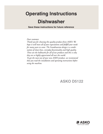 Asko D5122XXL Operating instructions | Manualzz