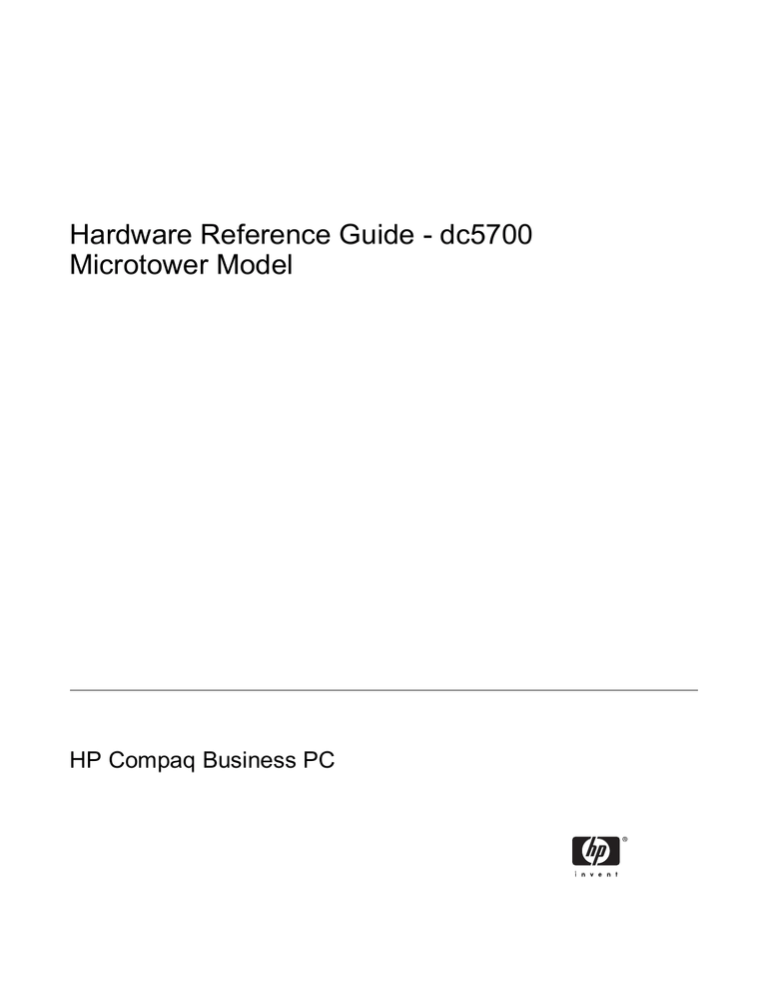 HP Compaq dc5700 Reference guide HP Compaq dc5700 Reference guide