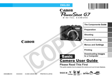 Canon PowerShot G7 User guide Canon PowerShot G7 User guide