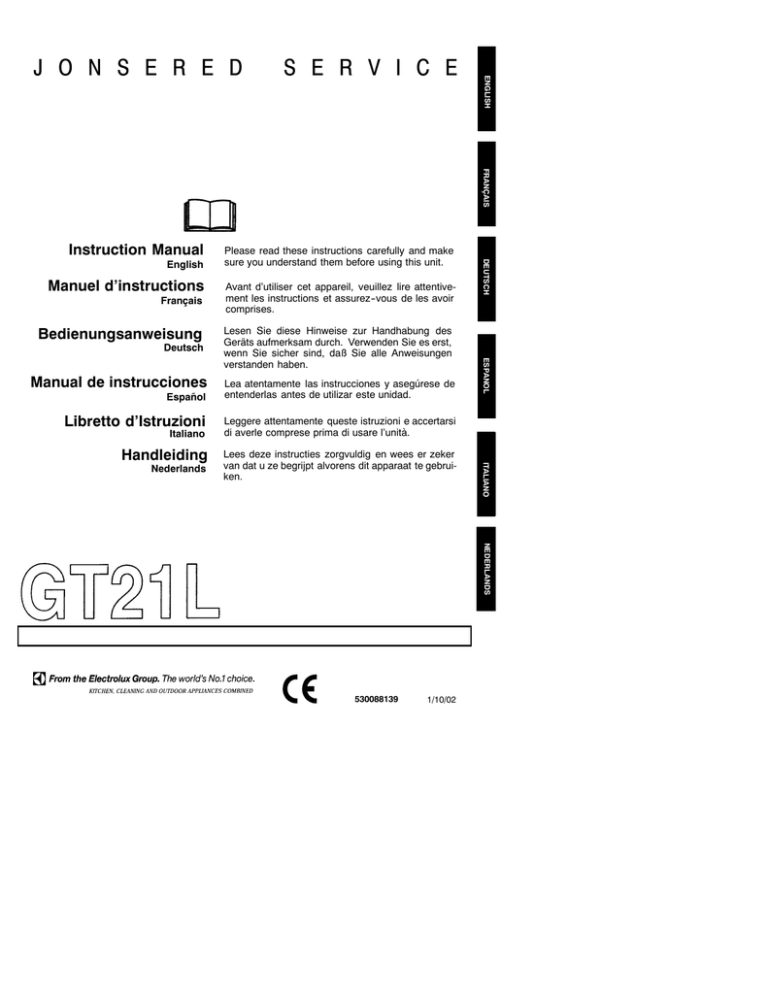 Electrolux GT21L Instruction manual Electrolux GT21L Instruction manual