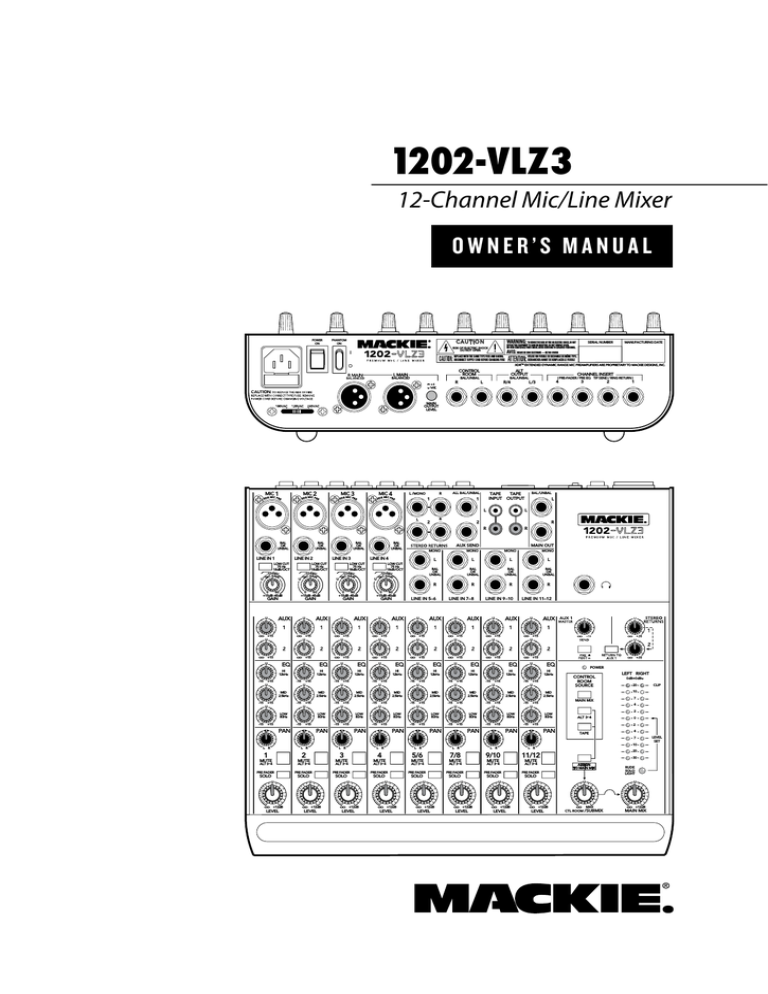 Mackie 802-VLZ3 Owner`s manual Mackie 802-VLZ3 Owner`s manual