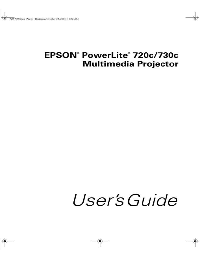 Epson 730c - PowerLite Projector User`s guide Epson 730c - PowerLite Projector User`s guide