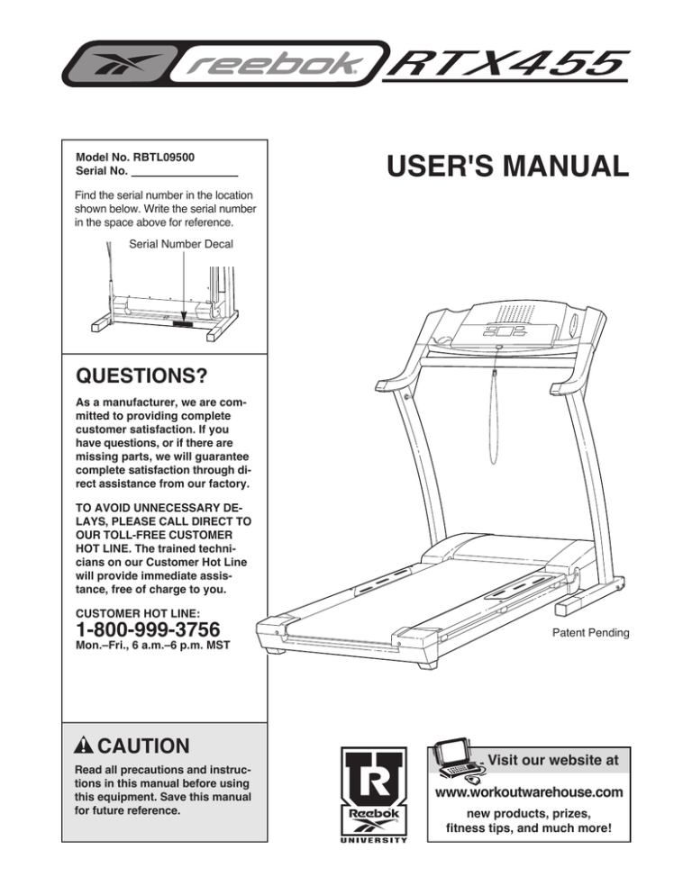 USER`S MANUAL - ICON Health & Fitness, Inc. Customer Service USER`S MANUAL - ICON Health & Fitness, Inc. Customer Service