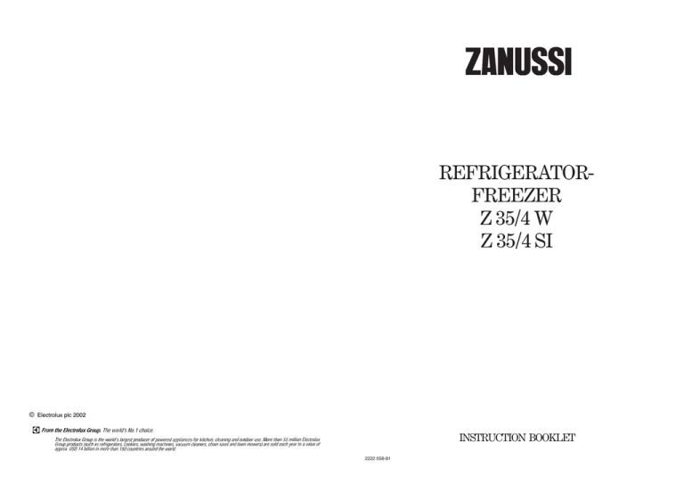 Zanussi Z 35/4 W Specifications Zanussi Z 35/4 W Specifications