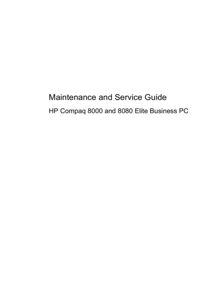 HP Compaq Elite 8000 SFF Specifications HP Compaq Elite 8000 SFF Specifications