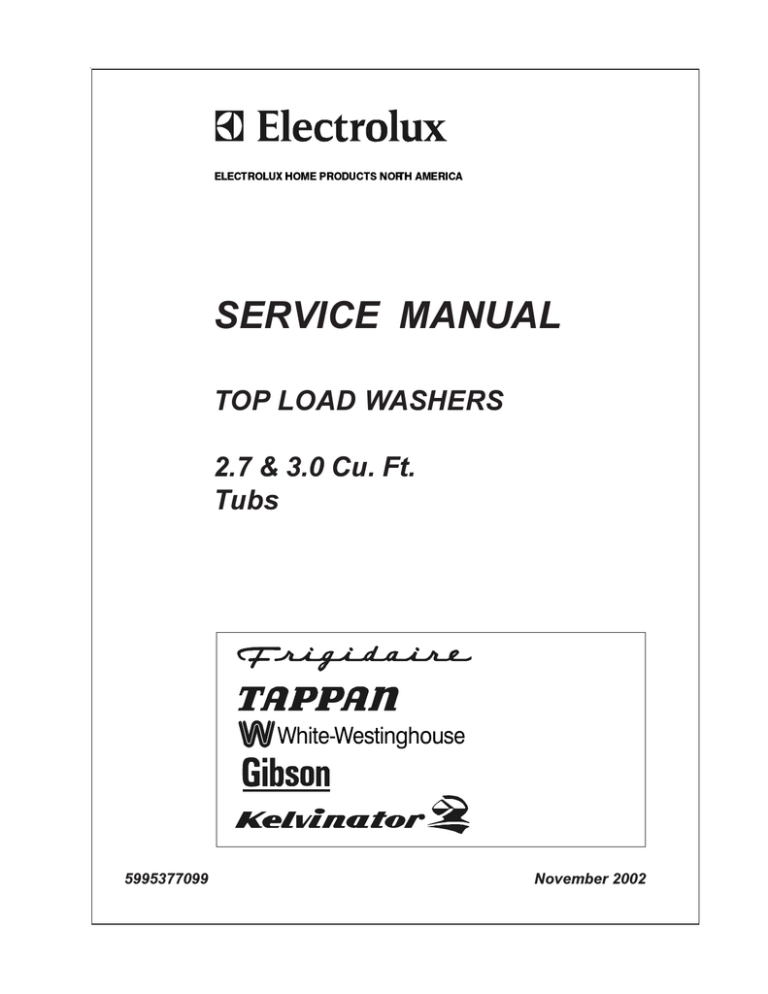 Electrolux 2.7 Cu.FT Service manual Electrolux 2.7 Cu.FT Service manual
