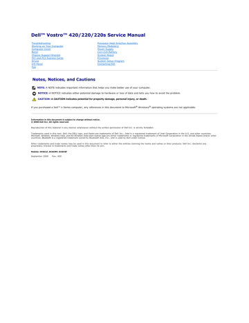 Dell Vostro 420 System information Dell Vostro 420 System information