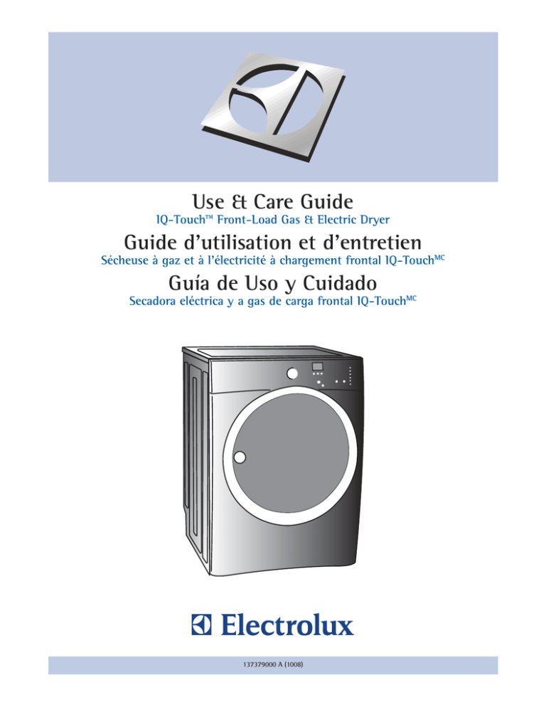 Electrolux Dryer Use & care guide Electrolux Dryer Use & care guide