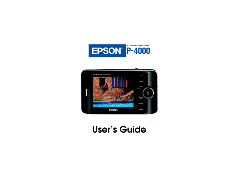 Epson P4000 - Multimedia Storage Viewer User`s guide Epson P4000 - Multimedia Storage Viewer User`s guide