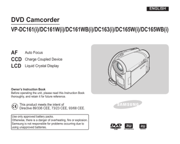 Samsung DC165WB(i) Owner`s manual Samsung DC165WB(i) Owner`s manual