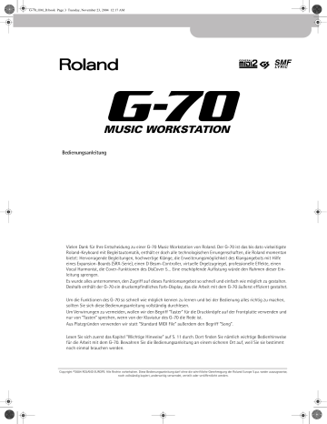 Roland | Benutzerhandbuch | G-70 Bedienungsanleitung | Manualzz