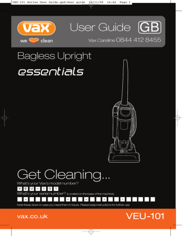Vax Essentials Upright Vacuum Cleaner User guide | Manualzz
