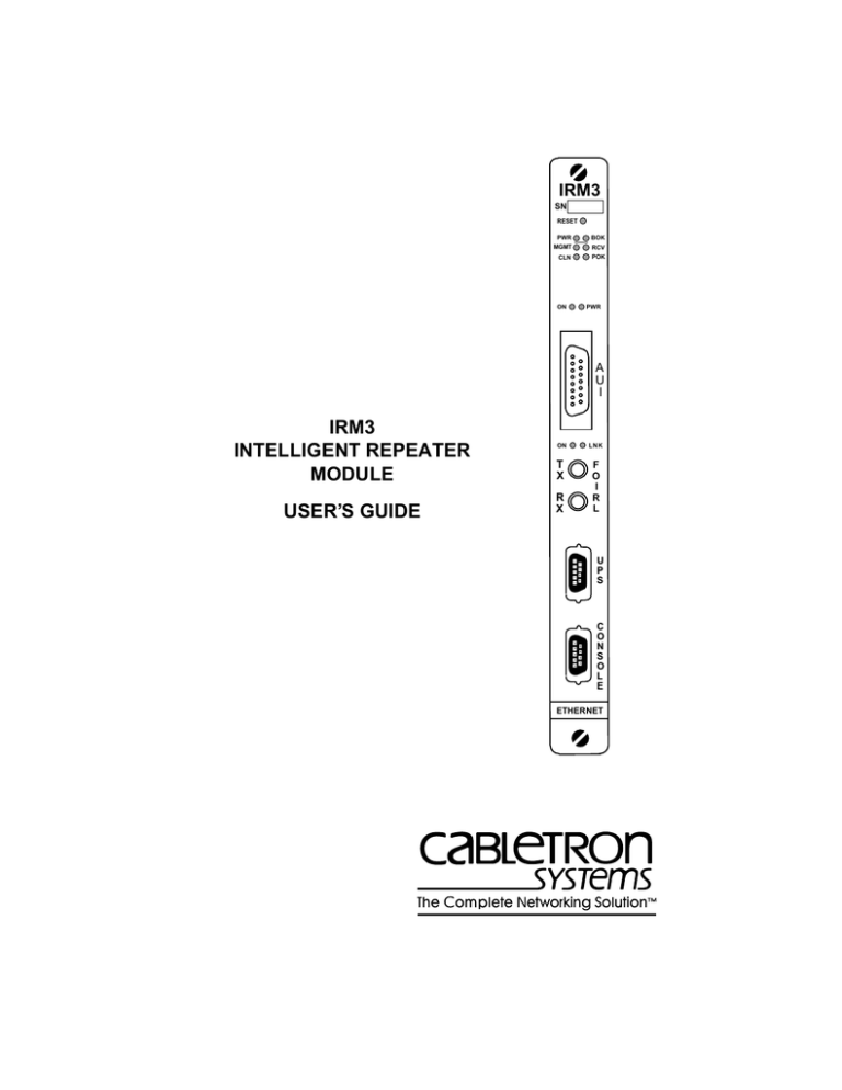 Cabletron Systems MT8-MIM User`s guide Cabletron Systems MT8-MIM User`s guide