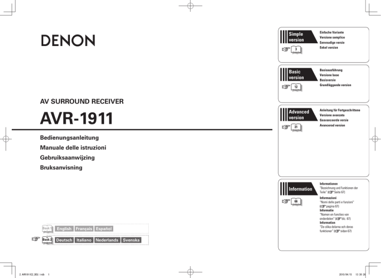 Denon AVR-1911 User manual Denon AVR-1911 User manual