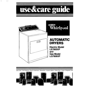 Whirlpool LE7805XP Clothes Dryer User manual | Manualzz
