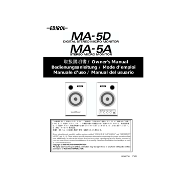 Edirol MA-5D Owner`s manual Edirol MA-5D Owner`s manual