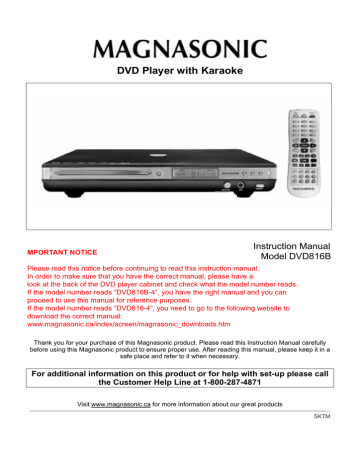 Magnasonic DVD816-4 DVD Player Instruction manual | Manualzz