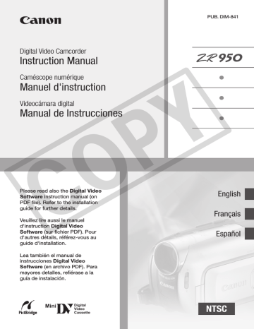 Canon ZR-950 Instruction manual | Manualzz Canon ZR-950 Instruction manual | Manualzz