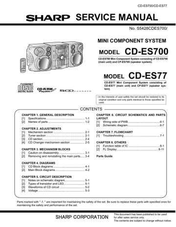 Sharp CD-ES700 Service manual Sharp CD-ES700 Service manual