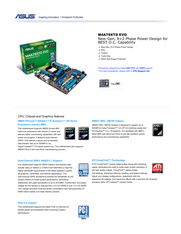 Asus M4A79XTD - Motherboard - ATX User manual Asus M4A79XTD - Motherboard - ATX User manual
