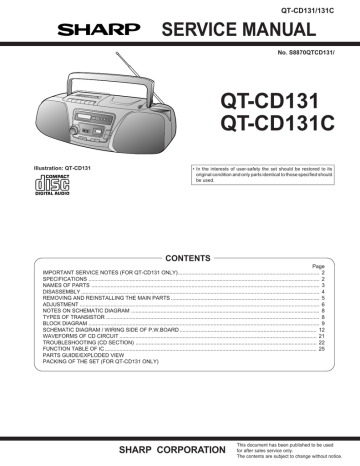 Sharp QT-CD131H Service manual Sharp QT-CD131H Service manual