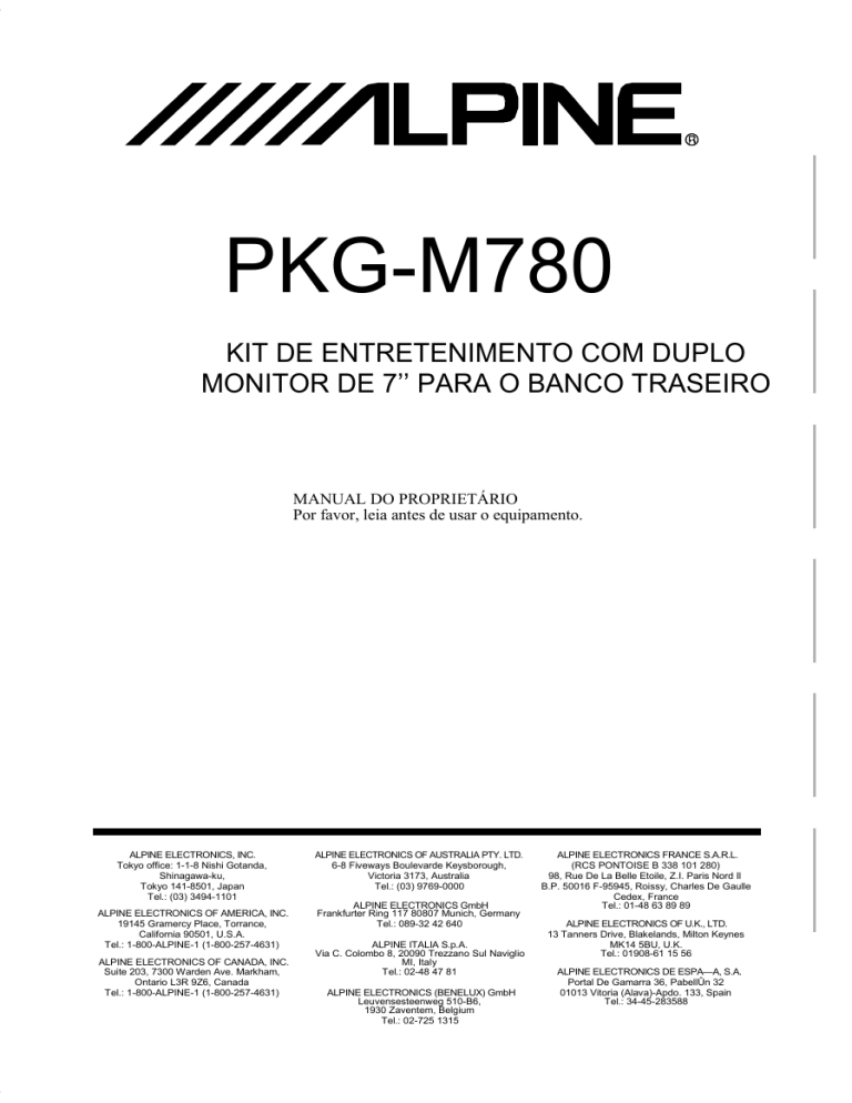 Alpine TME-M780 User manual Alpine TME-M780 User manual