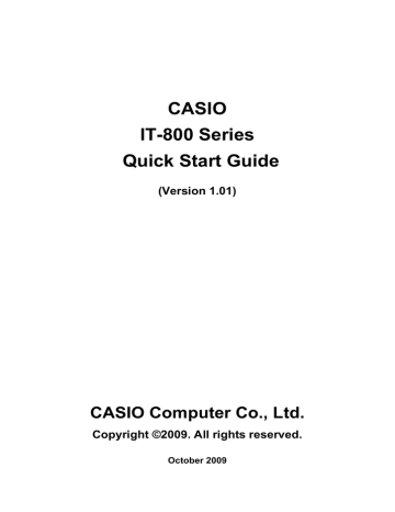 Casio IT-800 Series Specifications Casio IT-800 Series Specifications