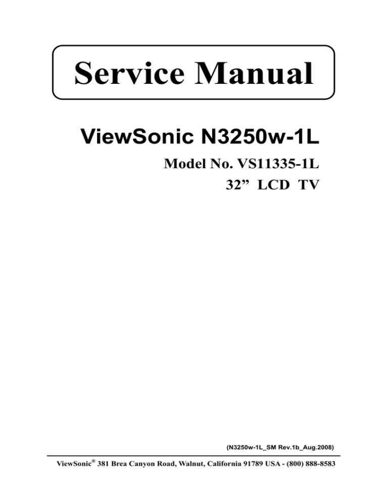 ViewSonic N3250w-1L Service manual ViewSonic N3250w-1L Service manual