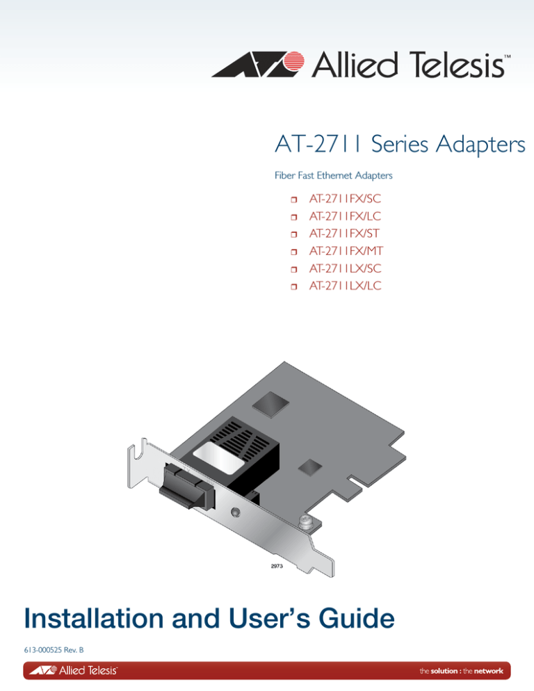 Allied Telesis AT-2711FX/LC User`s guide Allied Telesis AT-2711FX/LC User`s guide