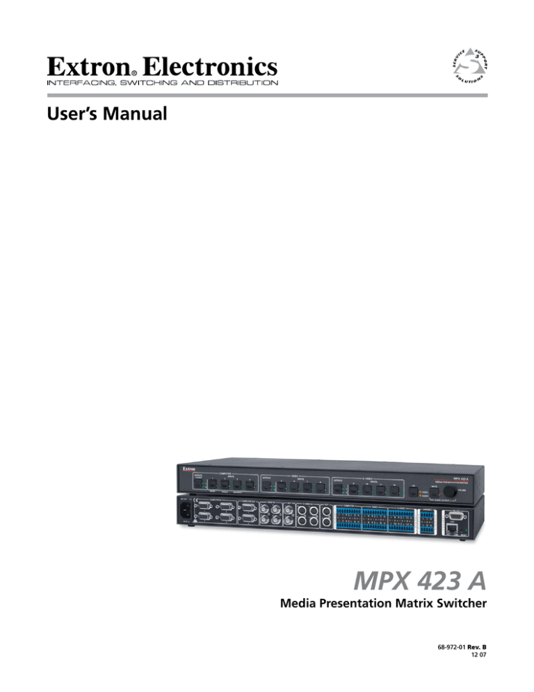 Extron electronics MPX 423 A Operating instructions Extron electronics MPX 423 A Operating instructions