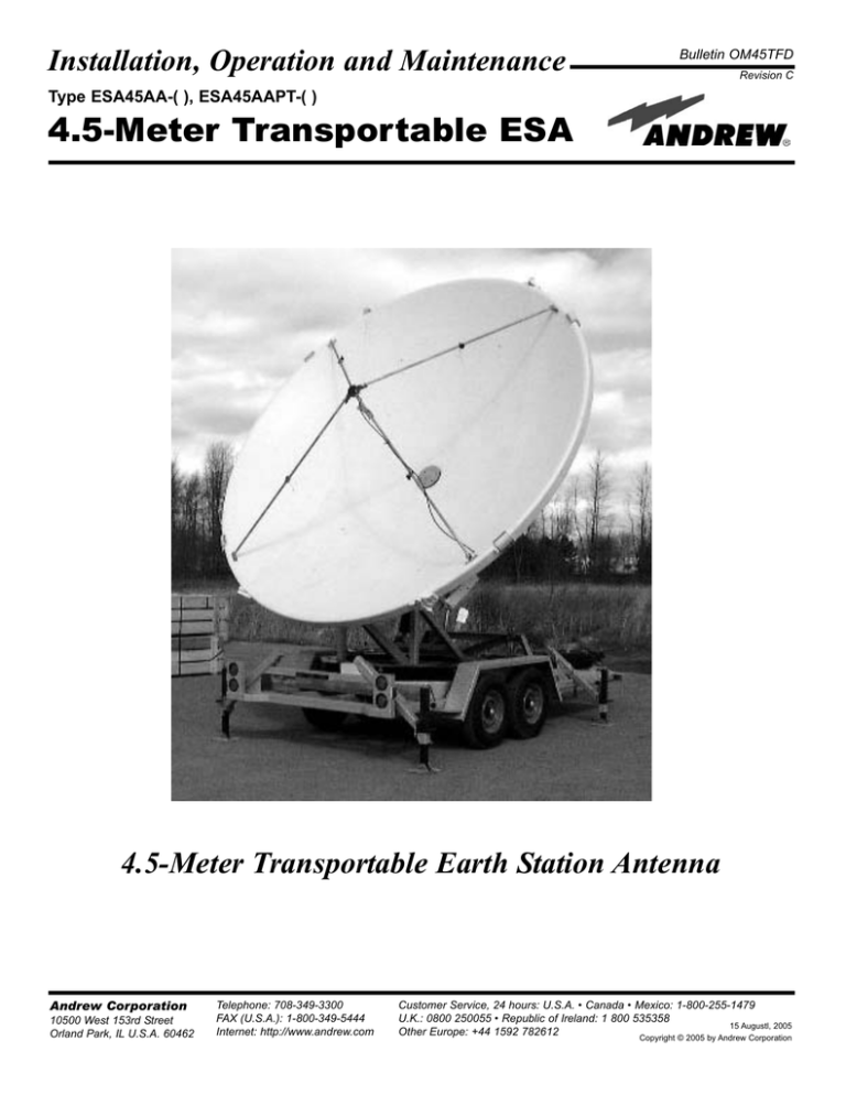 Andrew operation and maintenance Specifications Andrew operation and maintenance Specifications