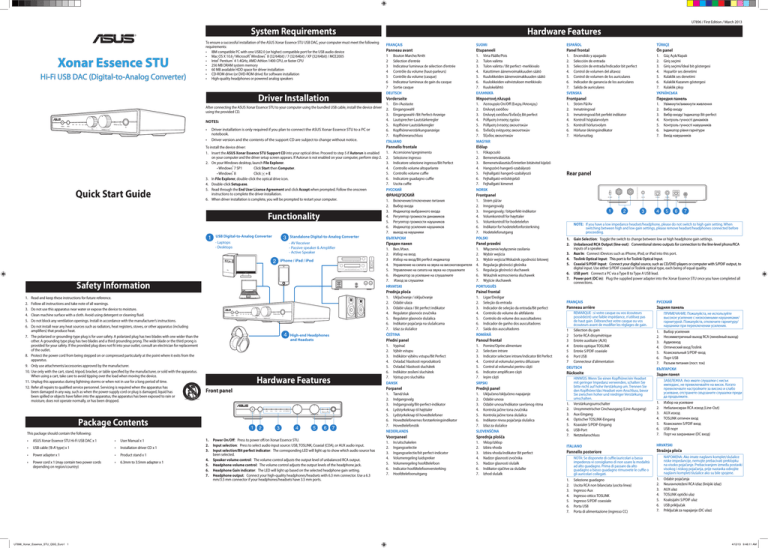 Asus Xonar Essence STU User manual Asus Xonar Essence STU User manual