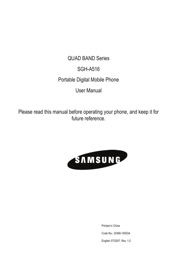 Samsung SGH-A516 User manual Samsung SGH-A516 User manual