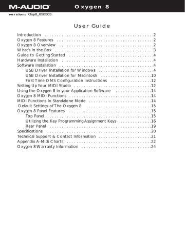 M-Audio Oxygen8 User guide | Manualzz