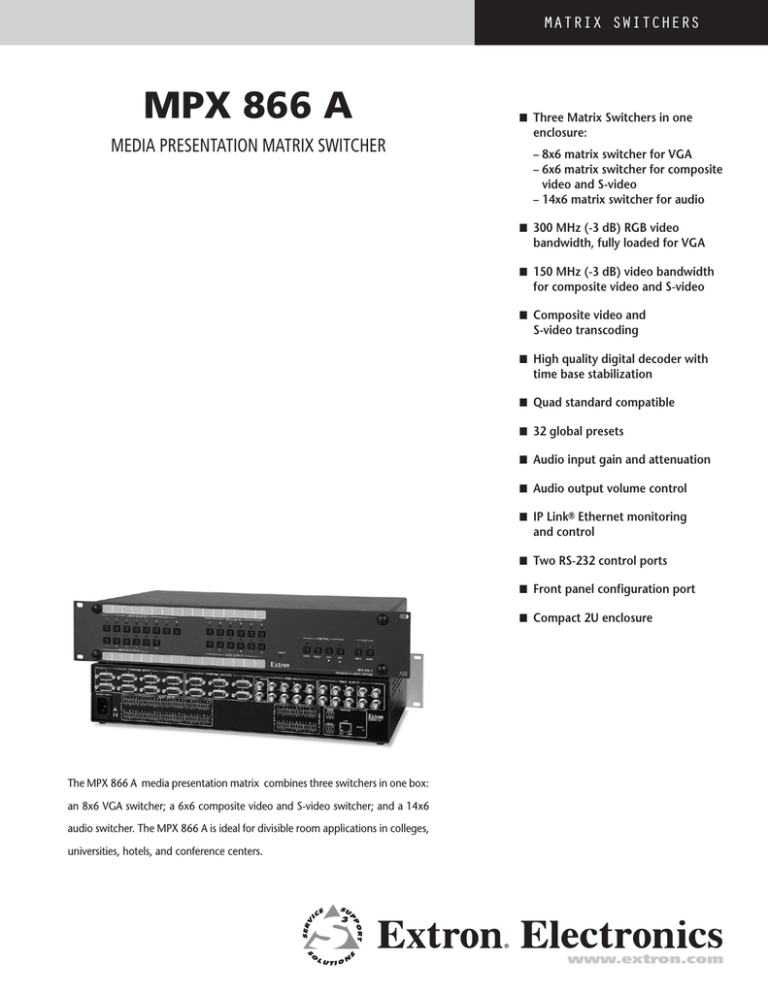 Extron electronics MPX 866 A User manual Extron electronics MPX 866 A User manual