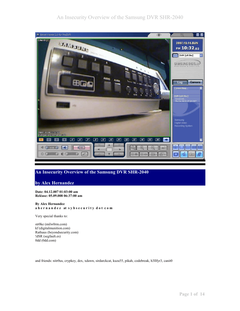 Samsung SHR 2040 User manual Samsung SHR 2040 User manual