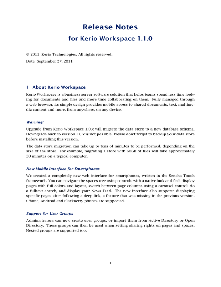 Release Notes - Kerio Software Archive Release Notes - Kerio Software Archive