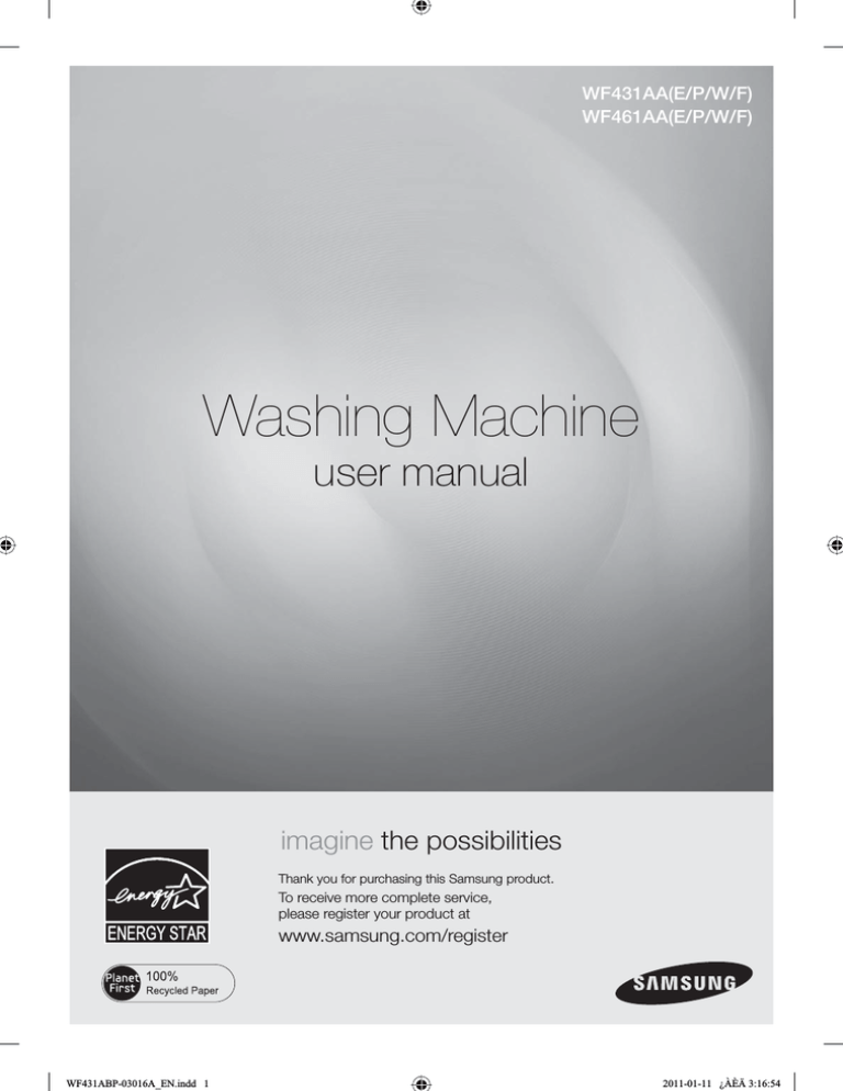 Samsung WF431ABW/XAA User manual Samsung WF431ABW/XAA User manual