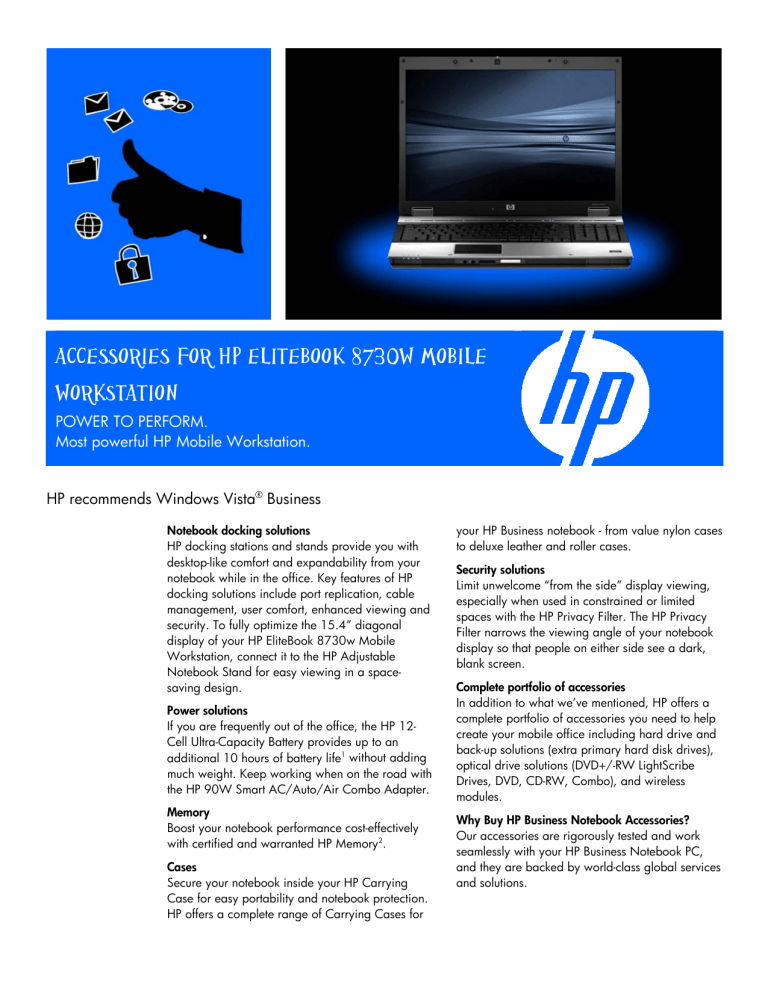 HP 8730w - EliteBook Mobile Workstation User manual HP 8730w - EliteBook Mobile Workstation User manual