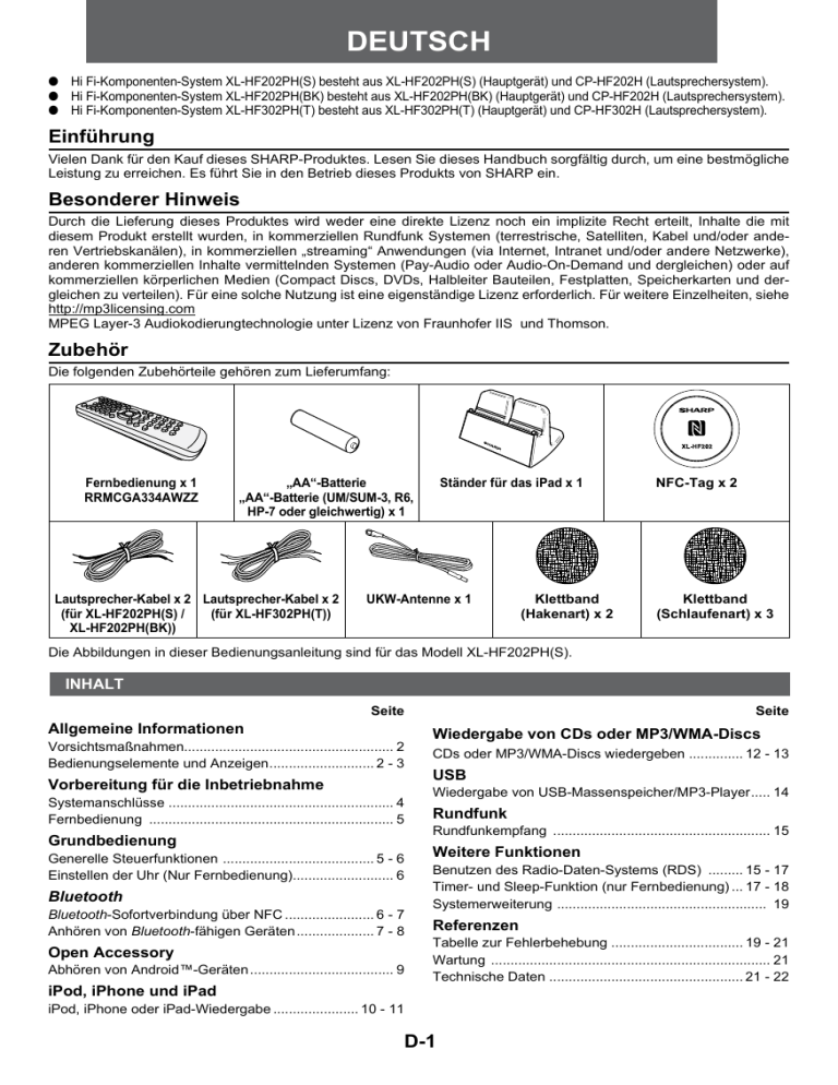 Sharp XL-HF302PH User manual Sharp XL-HF302PH User manual