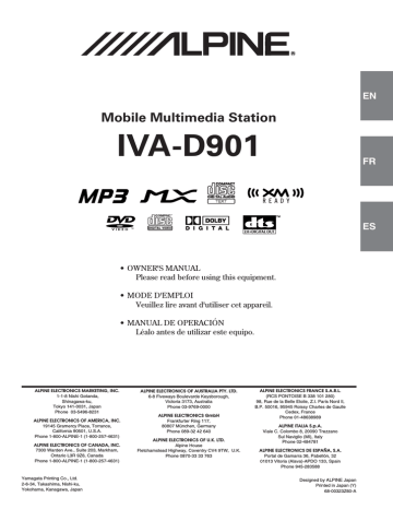 Alpine IVA-D901 Owner`s manual | Manualzz