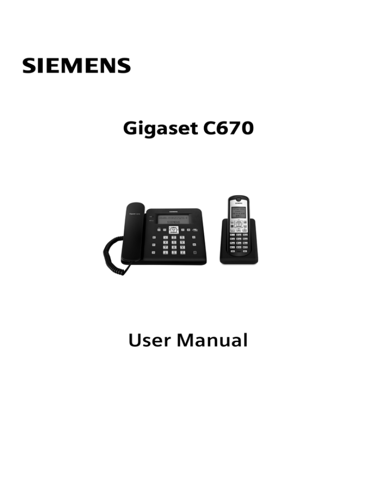 Siemens Gigaset C670 User manual Siemens Gigaset C670 User manual