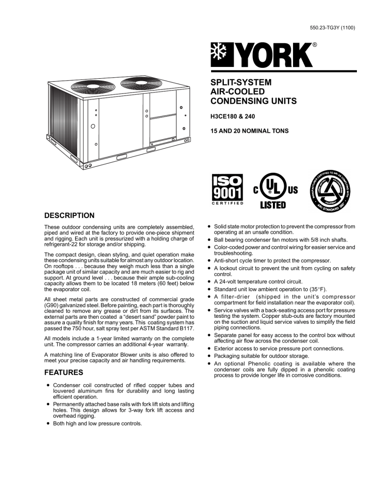 York H3CE120 User manual York H3CE120 User manual
