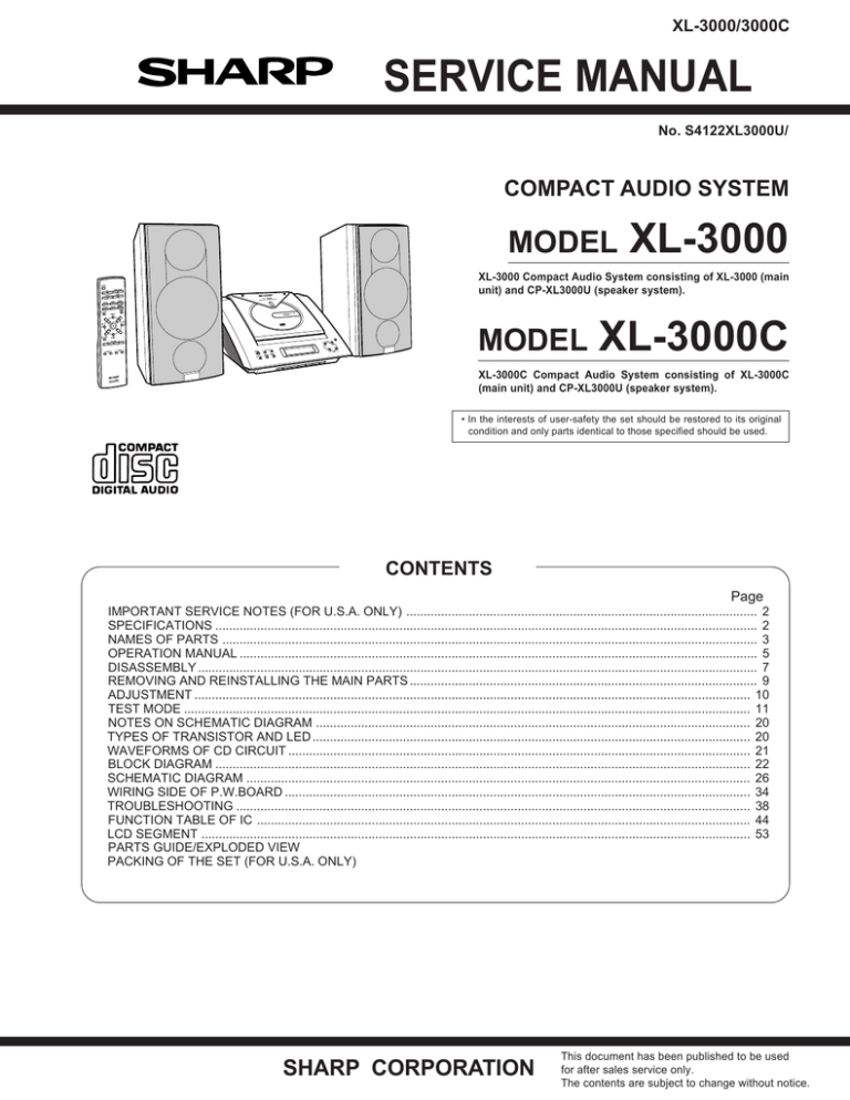 Sharp XL-3000 Service manual Sharp XL-3000 Service manual