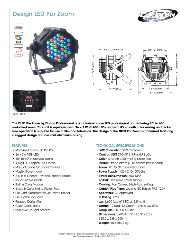 Elation ELED PAR RGB ZOOM User manual Elation ELED PAR RGB ZOOM User manual