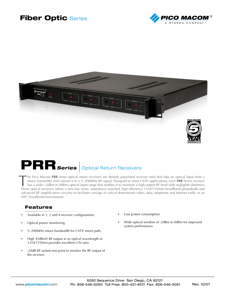 Pico Macom PRRSeries User manual Pico Macom PRRSeries User manual